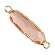 Entrepieza de cristal ovalado largo 29mm - Rosa-dorado